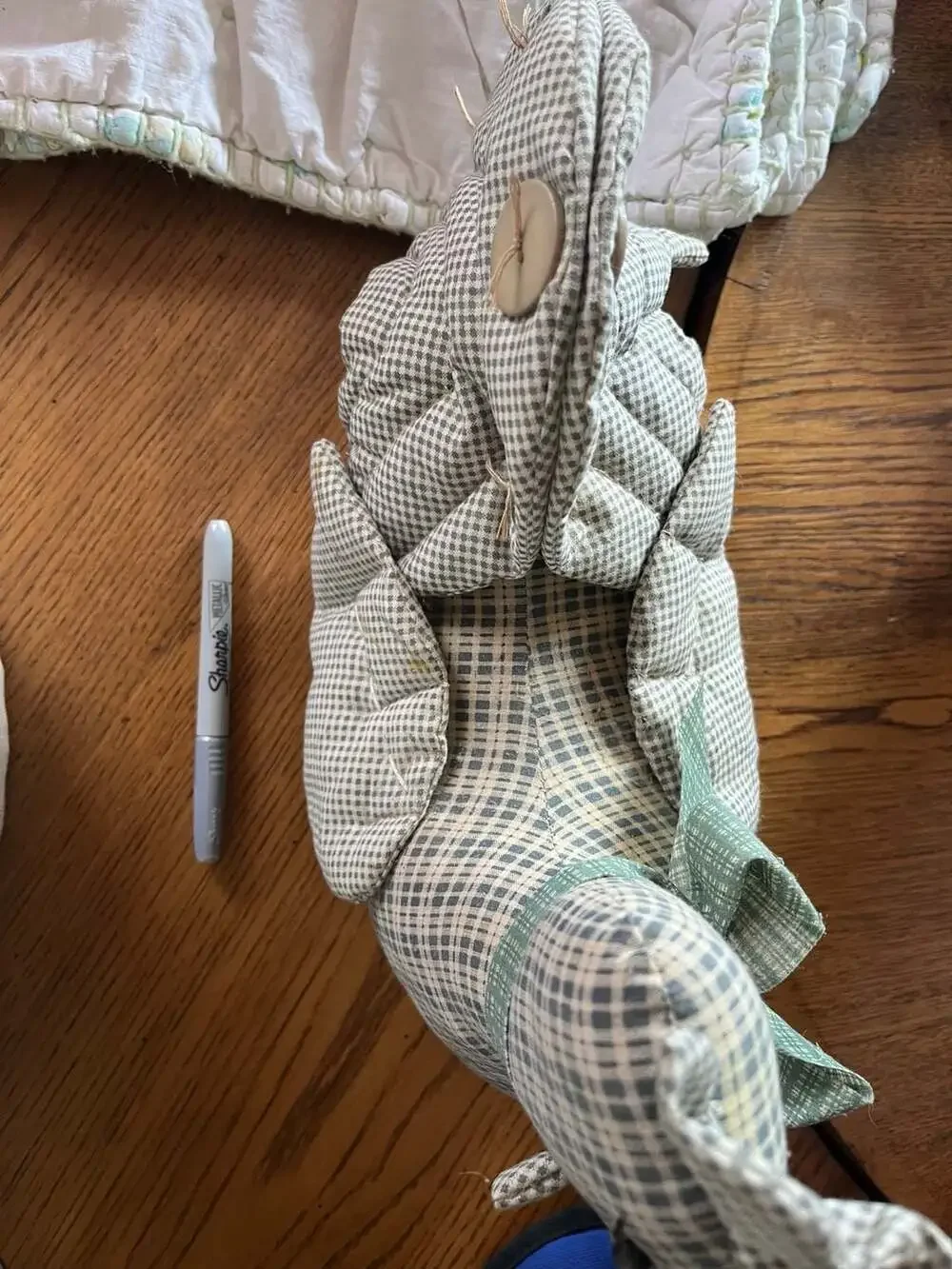 Handmade Farmhouse Fabric Chicken Weighted Doorstop with Button Accents